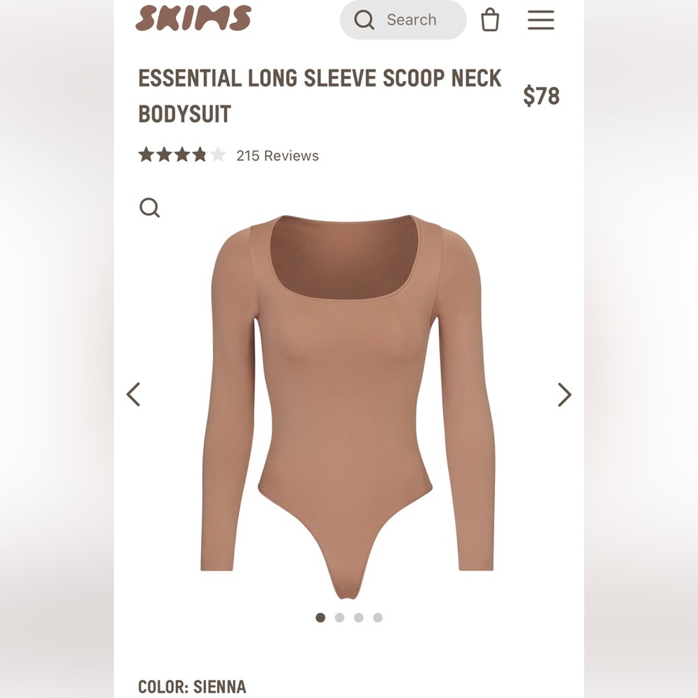 SKIMS Long Sleeve Scoop Neck Bodysuit size S/M. Sienna
